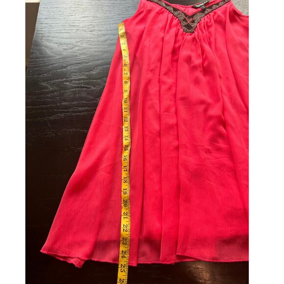 Y2K Express- hot pink- flowy a line mini dress- beaded neck adjustable straps - Picture 5 of 7